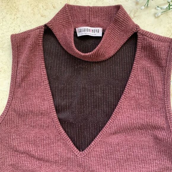 Fashion Nova | Pink Choker Neck Ribbed Dress - Picture 6 of 6